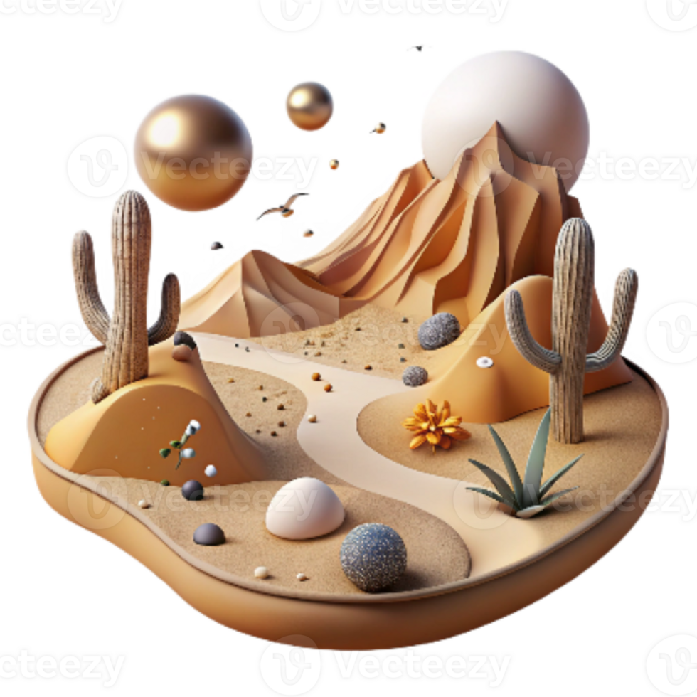 wonderful classic Desert Landscape with Bird Tracks Transparent Background high resolution png