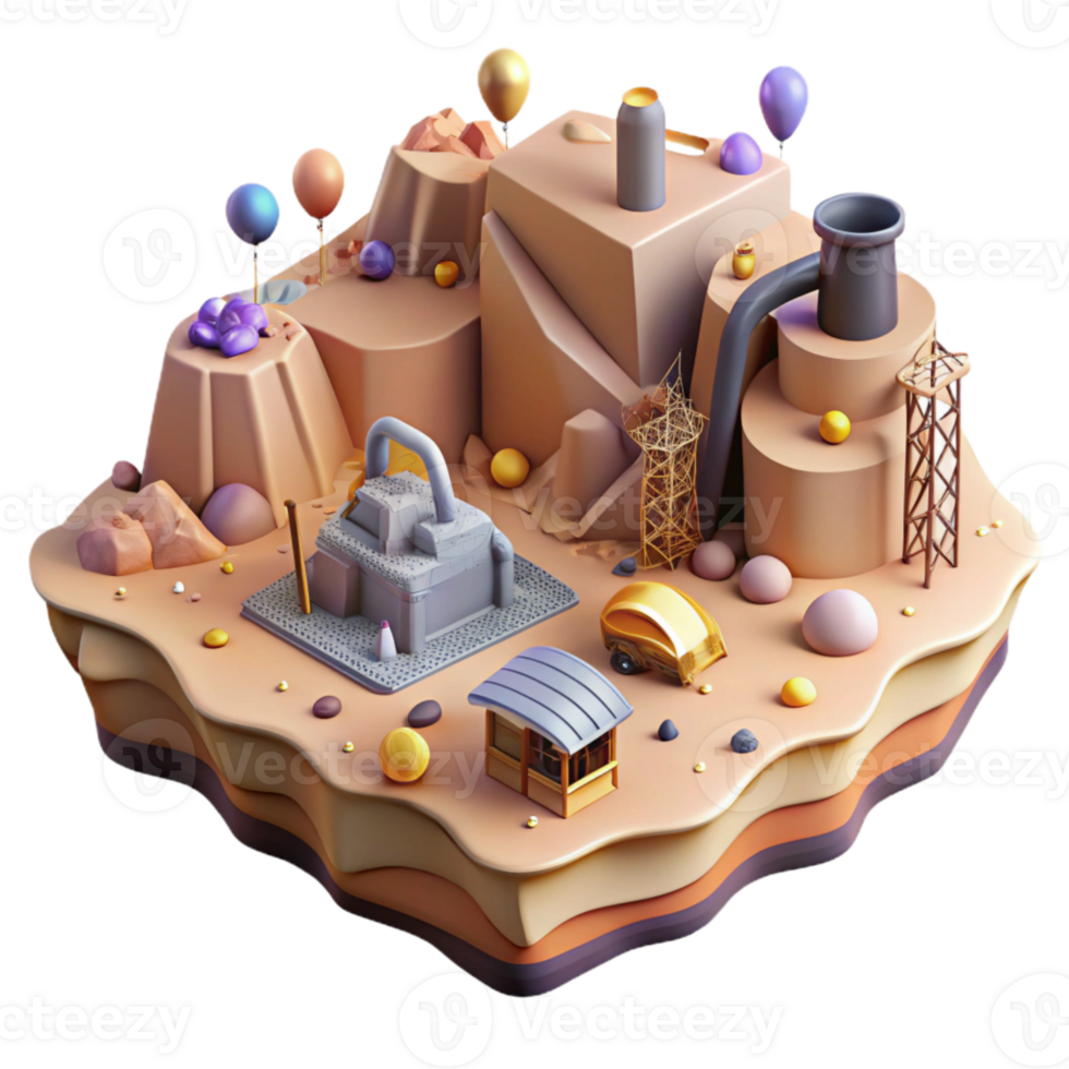 impressive vintage Disturbed Landscape Mining Intrusion Cutout Desolate Scene original png