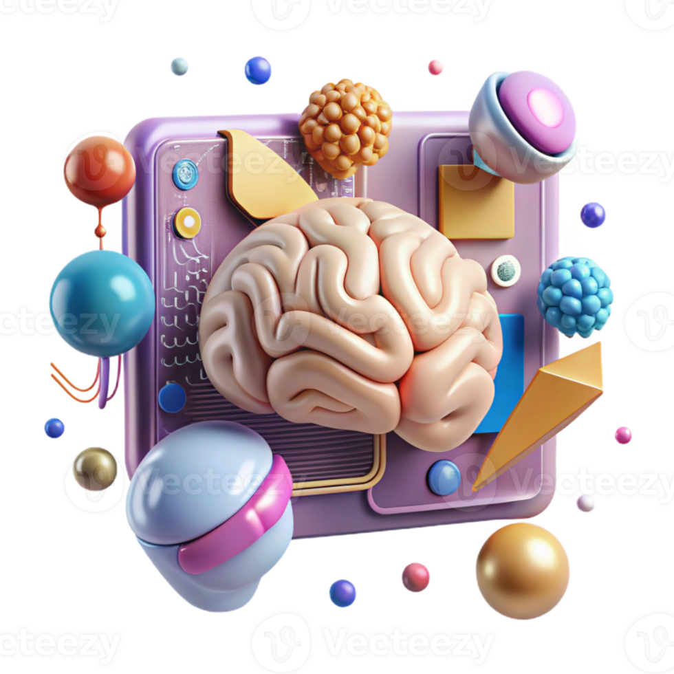 beautiful modern Brain Computer Interface Diagram Isolated Element professional png