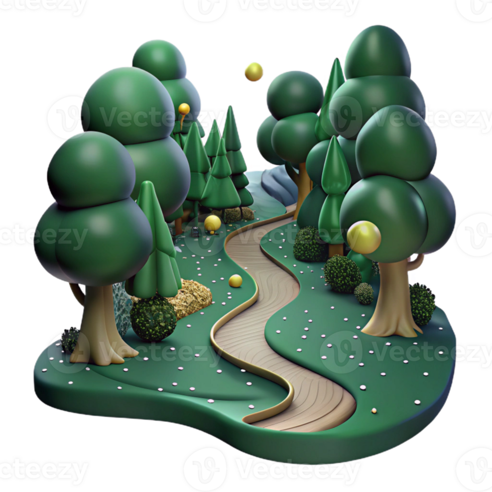dramatic abstract Dark Green Forest Path Winding Trail Cutout exclusive png