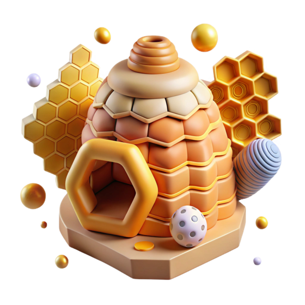 beautiful classic Beehive with Honeycomb Cutout detailed png