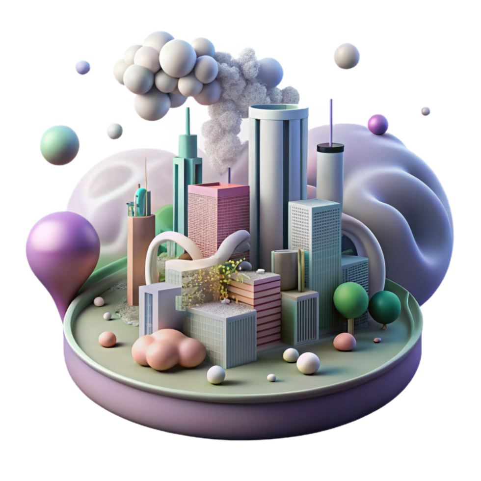 dramatic traditional Air Pollution Over City Skyline Isolated Element premium png