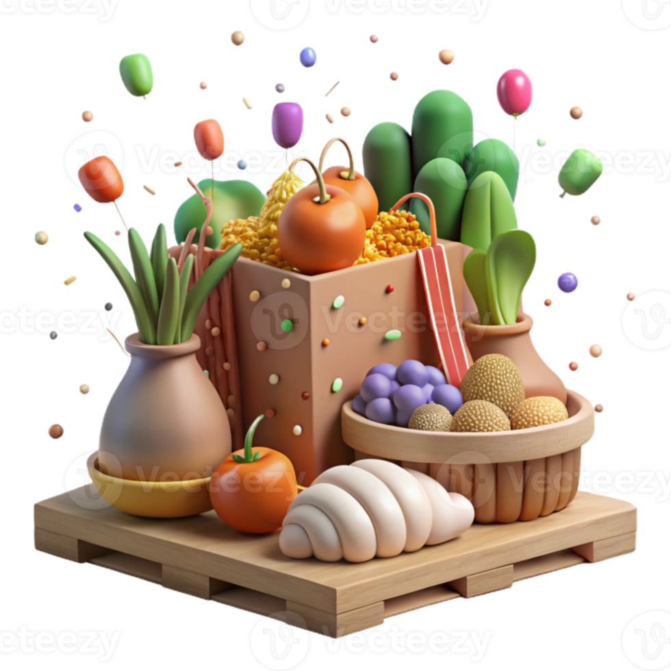 beautiful artistic Community Garden Produce Display Transparent Background high quality png