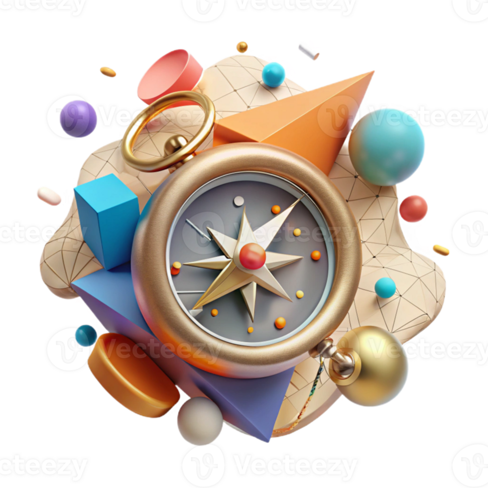 impressive classic Compass with Magnetic Needle Isolated Element Transparent Background authentic png
