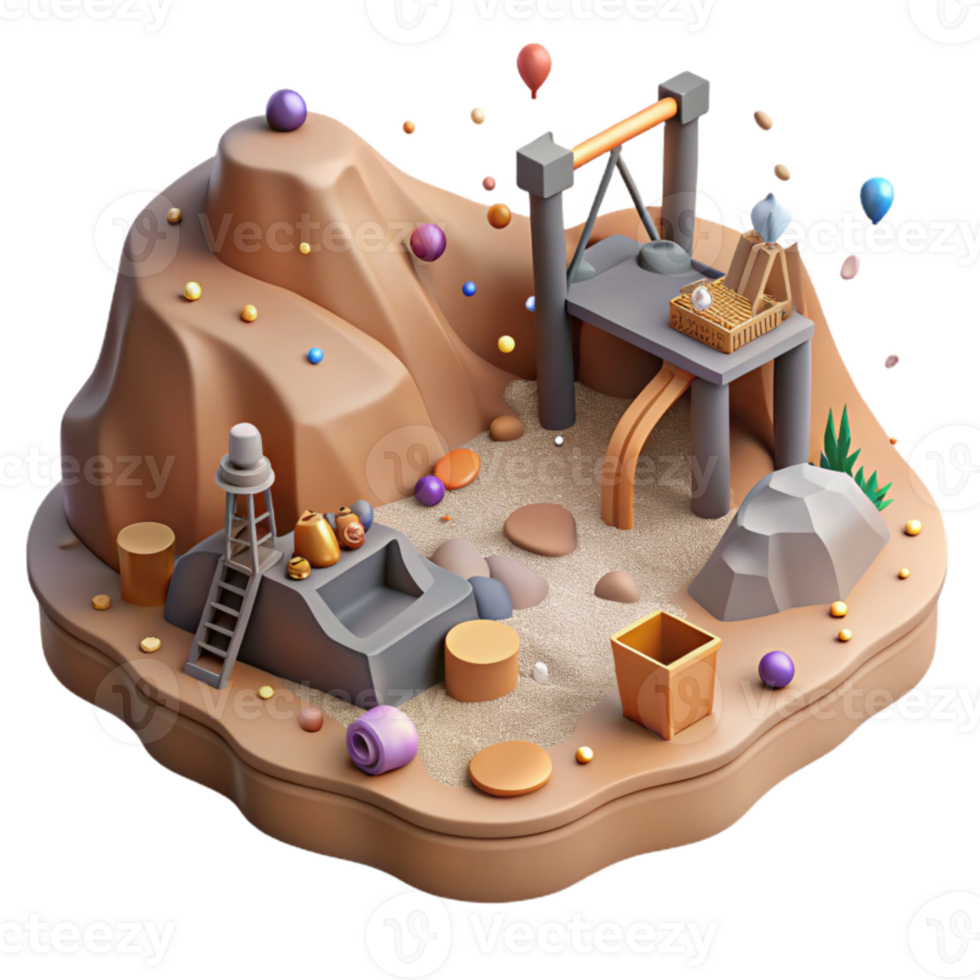 vibrant creative Barren Ground Mining Activity Transparent Background Desolate Terrain authentic png