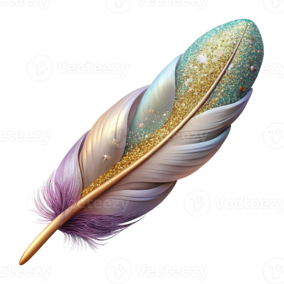 magnificent abstract Bird Feather with Glitter Effect Cutout premium png