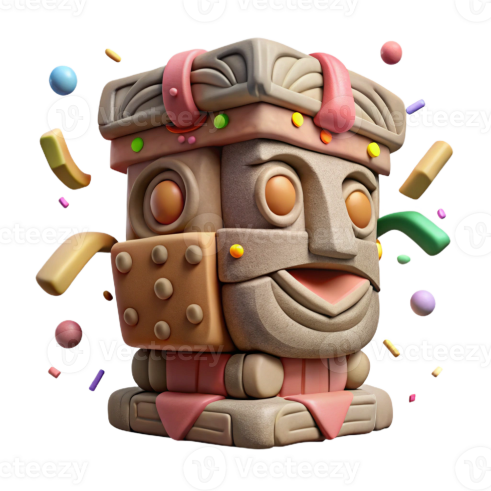 vibrant abstract Carved Stone Totem Front View Cutout professional png
