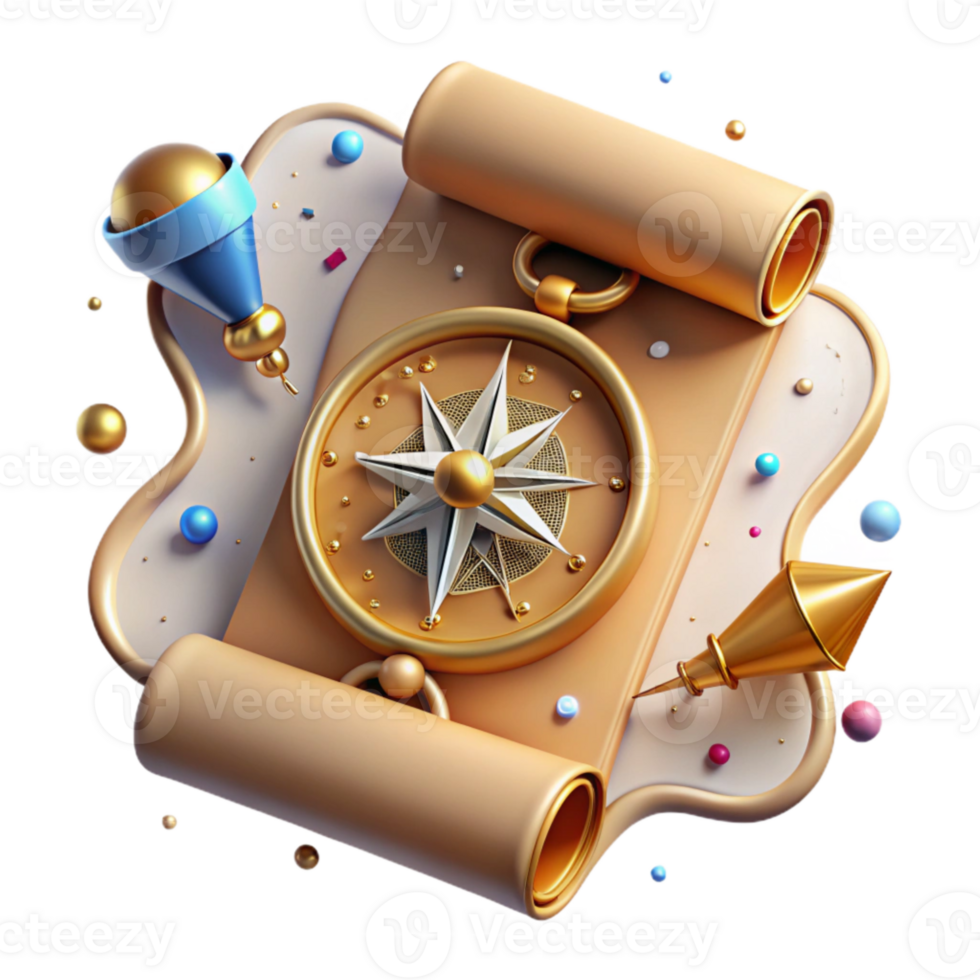 stunning creative Antique Map with Compass Rose Transparent Background png