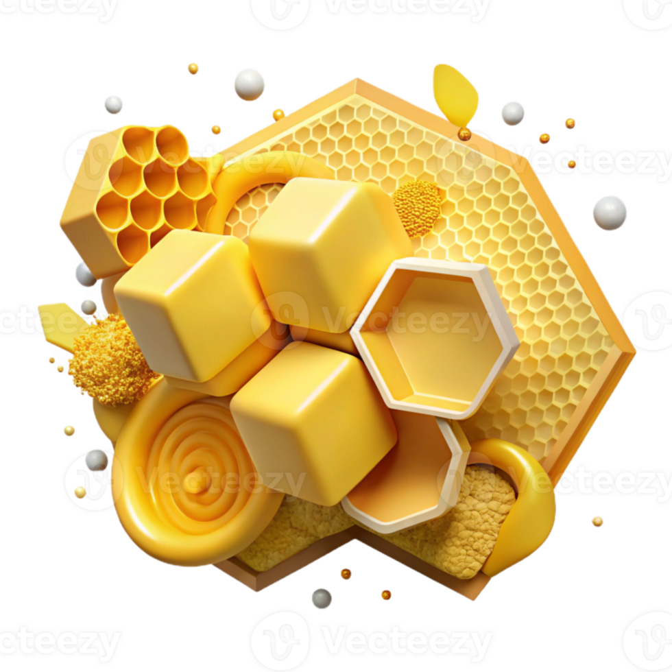 serene rustic Bright Yellow Honeycomb Pattern Cutout premium png
