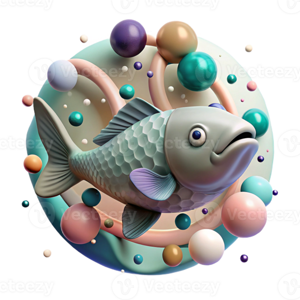stunning modern Fish School Swimming in Circles Cutout White Background high quality png