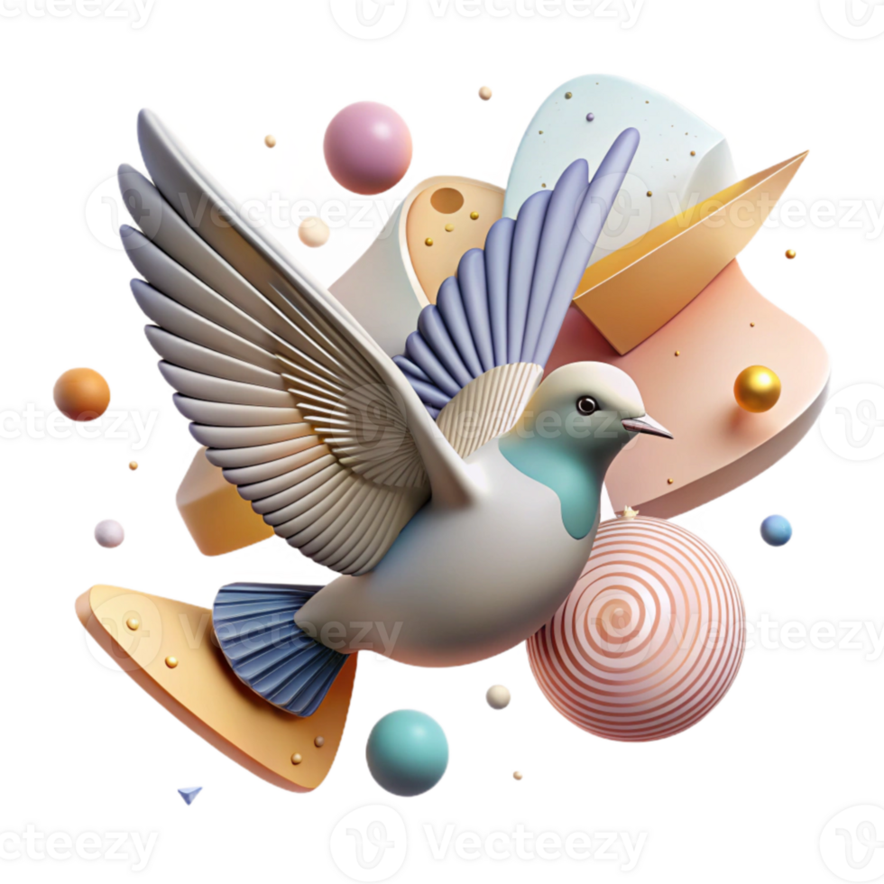 elegant traditional Bird in Flight with Clouds Isolated Element png