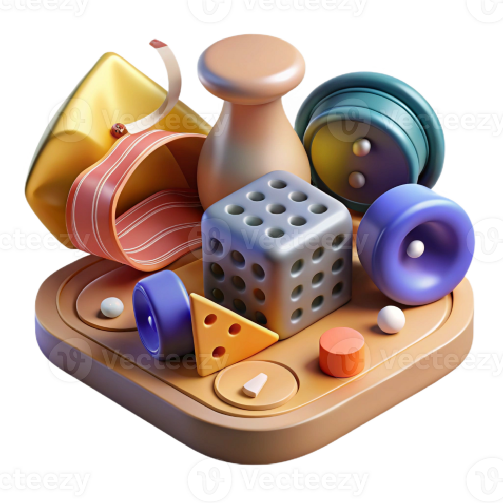 impressive minimalist Classic Board Game Pieces Isolated with Dice premium png