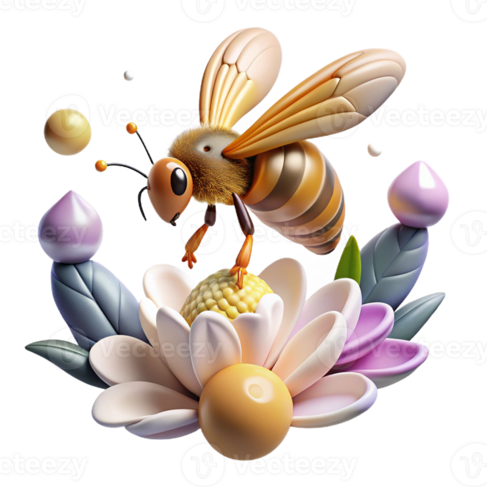 elegant classic Bee Flying Towards Flower Blurred Motion Cutout high quality png