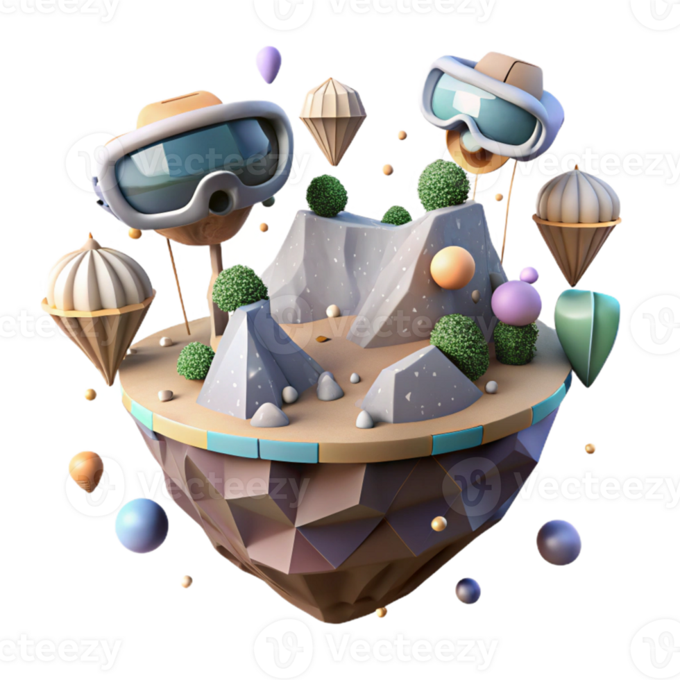 elegant abstract Floating Islands in Vr Landscape Isolated authentic png