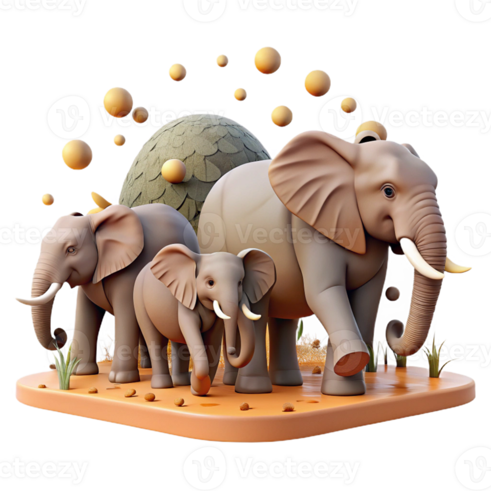 extraordinary rustic Elephant Herd Walking Across Savanna Cutout detailed png