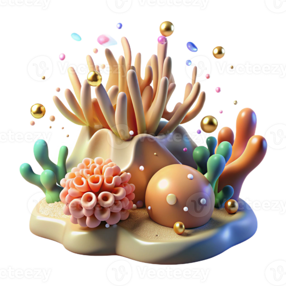 wonderful vintage Coral Reef with Sunlight Isolated Element Bright Scene high quality png