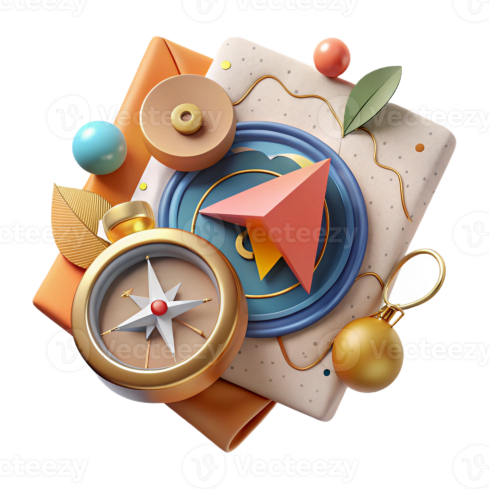 wonderful vintage Compass and Map Navigation Tools Transparent Background Cutout authentic png