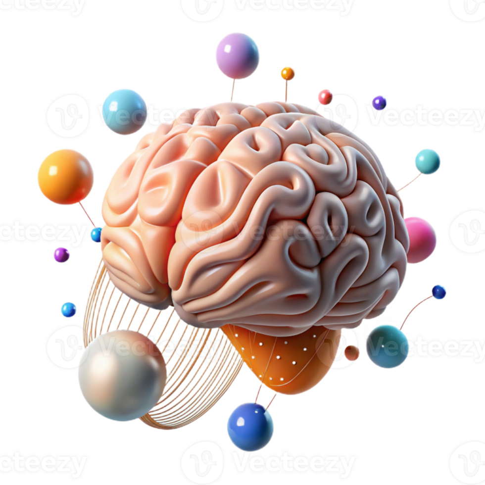 magnificent abstract Floating Brain with Binary Code Overlay Cutout authentic png