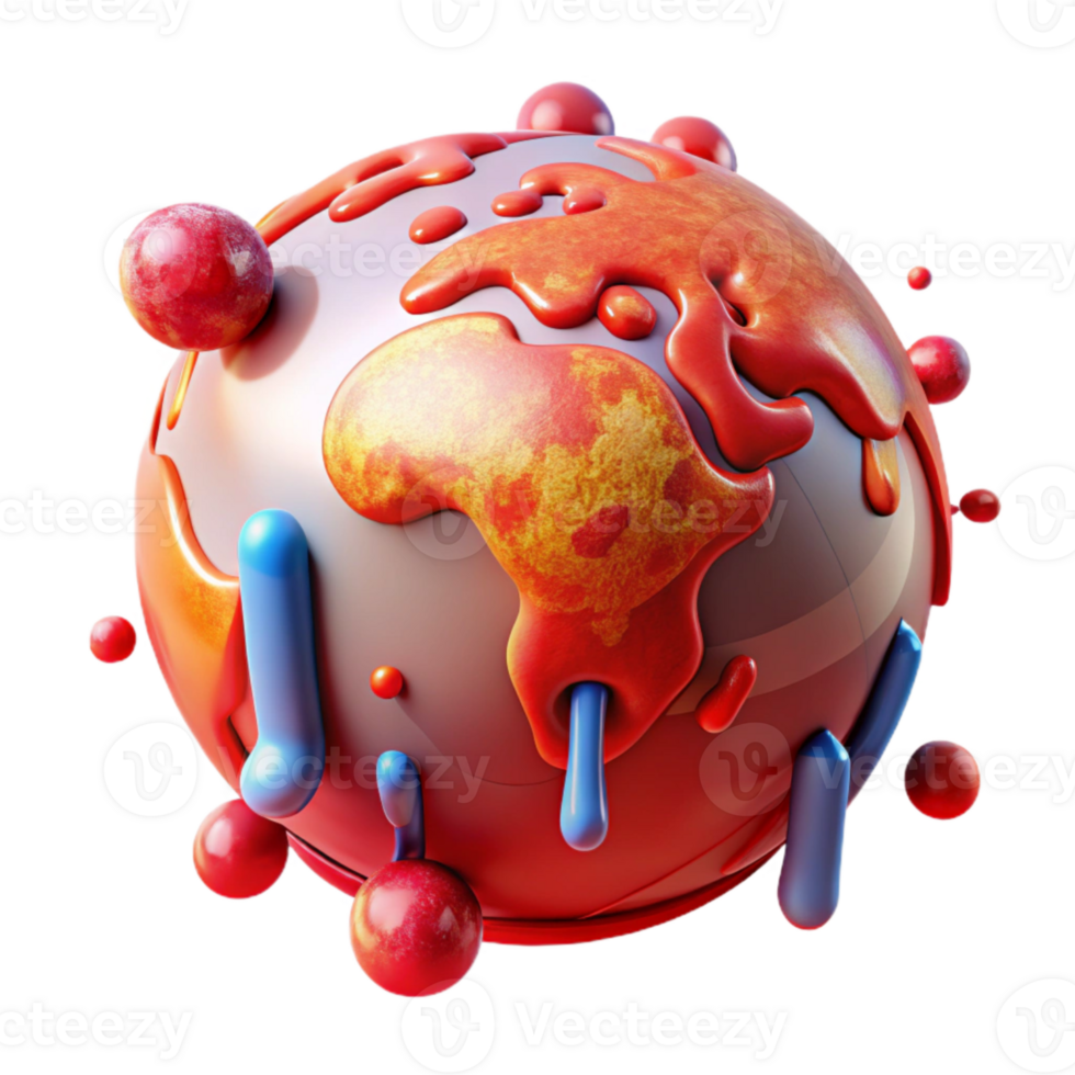 elegant modern Globe Showing Temperature Increase Isolated with Red Highlights professional png