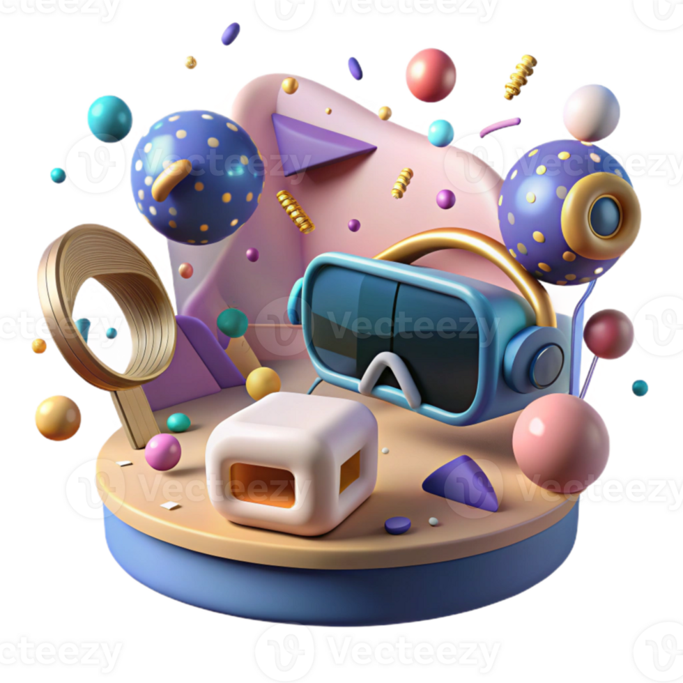 serene abstract Gaming in Virtual Reality Transparent Background high quality png