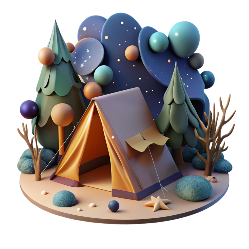 magnificent abstract Camping Tent in Forest Night Sky Cutout high resolution png