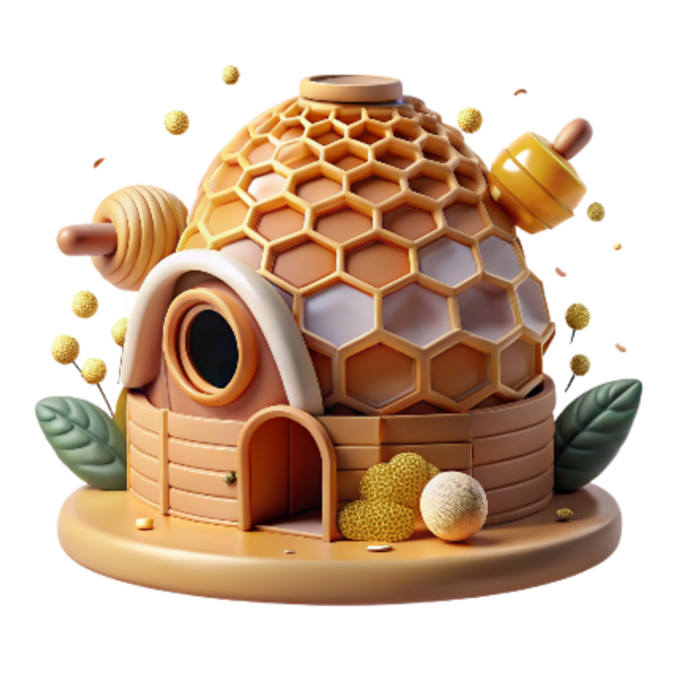 vibrant vintage Beehive in Orchard Transparent Background Honeycomb Detail professional png