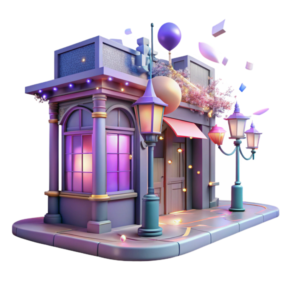 wonderful modern City Street Corner at Night Transparent high quality png