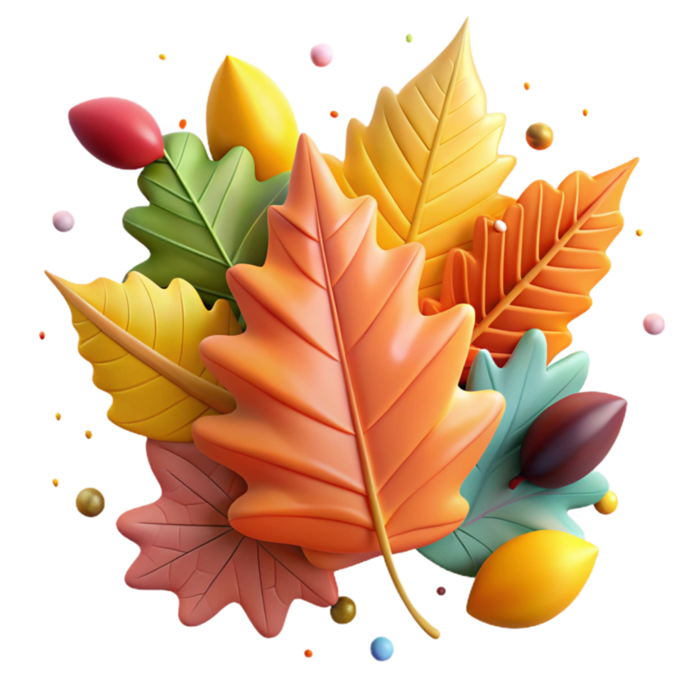 beautiful vintage Autumn Leaves Colorful Cutout on Transparent Background professional png
