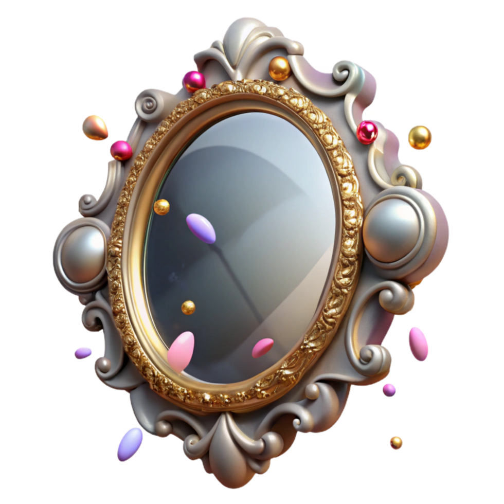 extraordinary rustic Antique Mirror with Ornate Frame Isolated Transparent Background original png