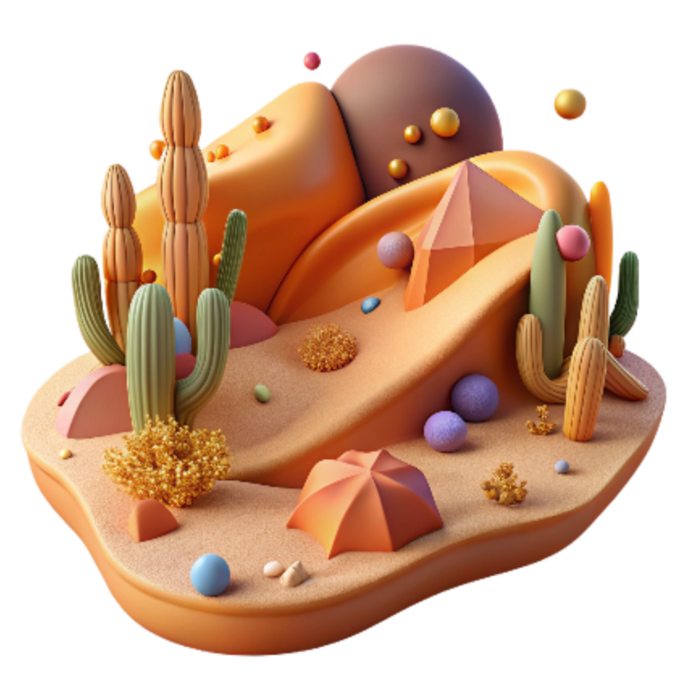 vibrant artistic Desert Ecosystem Cutout with Warm Color Palette detailed png