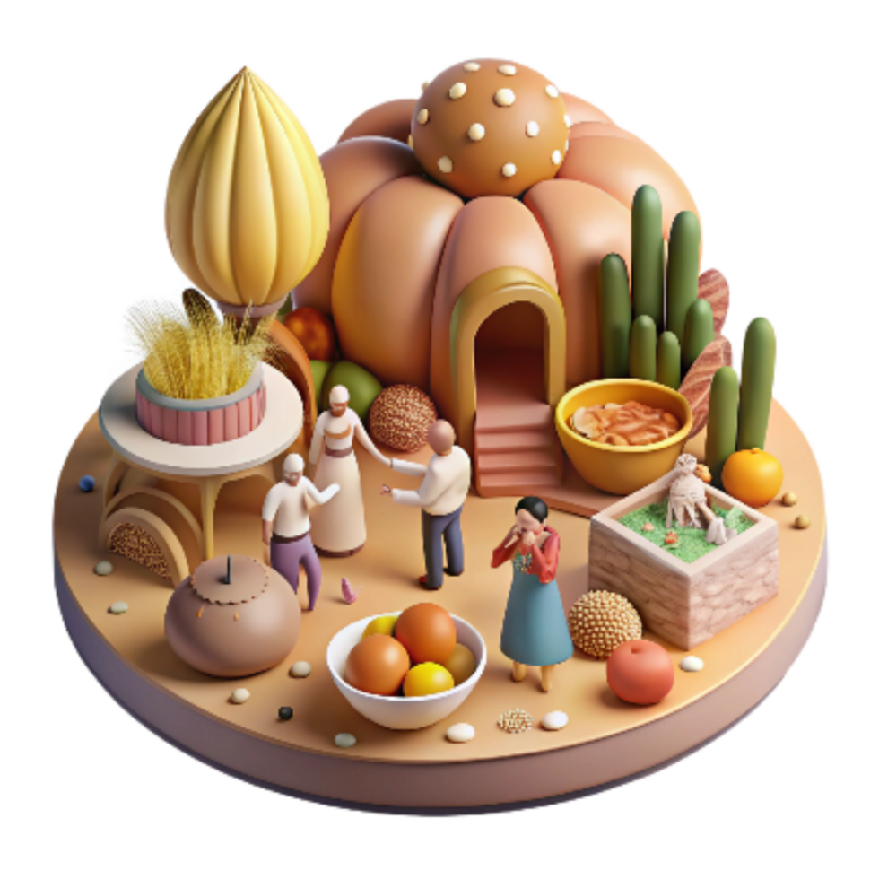 vibrant minimalist Community Sharing Food at Picnic Table Isolated detailed png