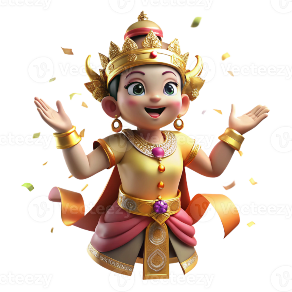 extraordinary artistic Balinese Dancer in Traditional Costume Isolated detailed png