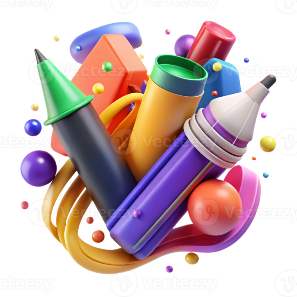 dramatic minimalist Colorful Markers Creative Design Collaboration Transparent Background genuine png