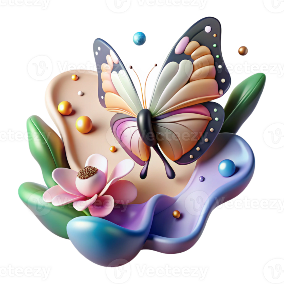 stunning creative Butterfly Landing on Flower Cutout detailed png