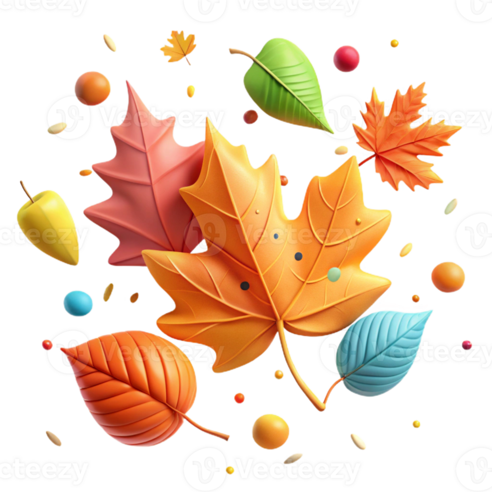 wonderful creative Colorful Autumn Leaves Falling Transparent Cutout genuine png