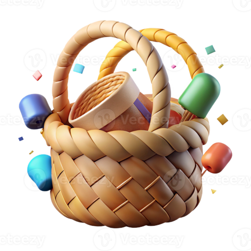 extraordinary artistic Cultural Symbol Woven Basket Isolated Cutout Element authentic png