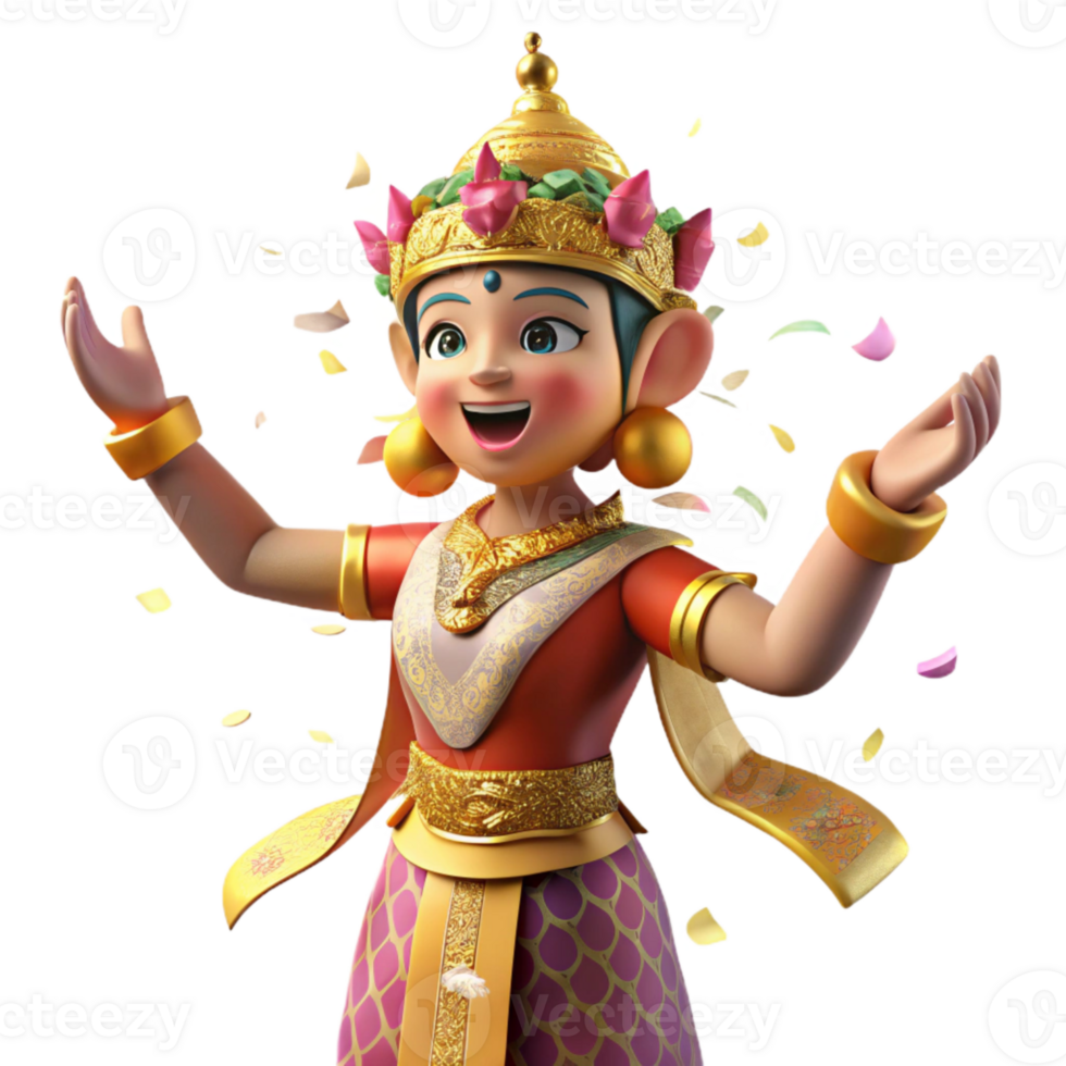 extraordinary creative Balinese Dancer in Traditional Costume Isolated genuine png