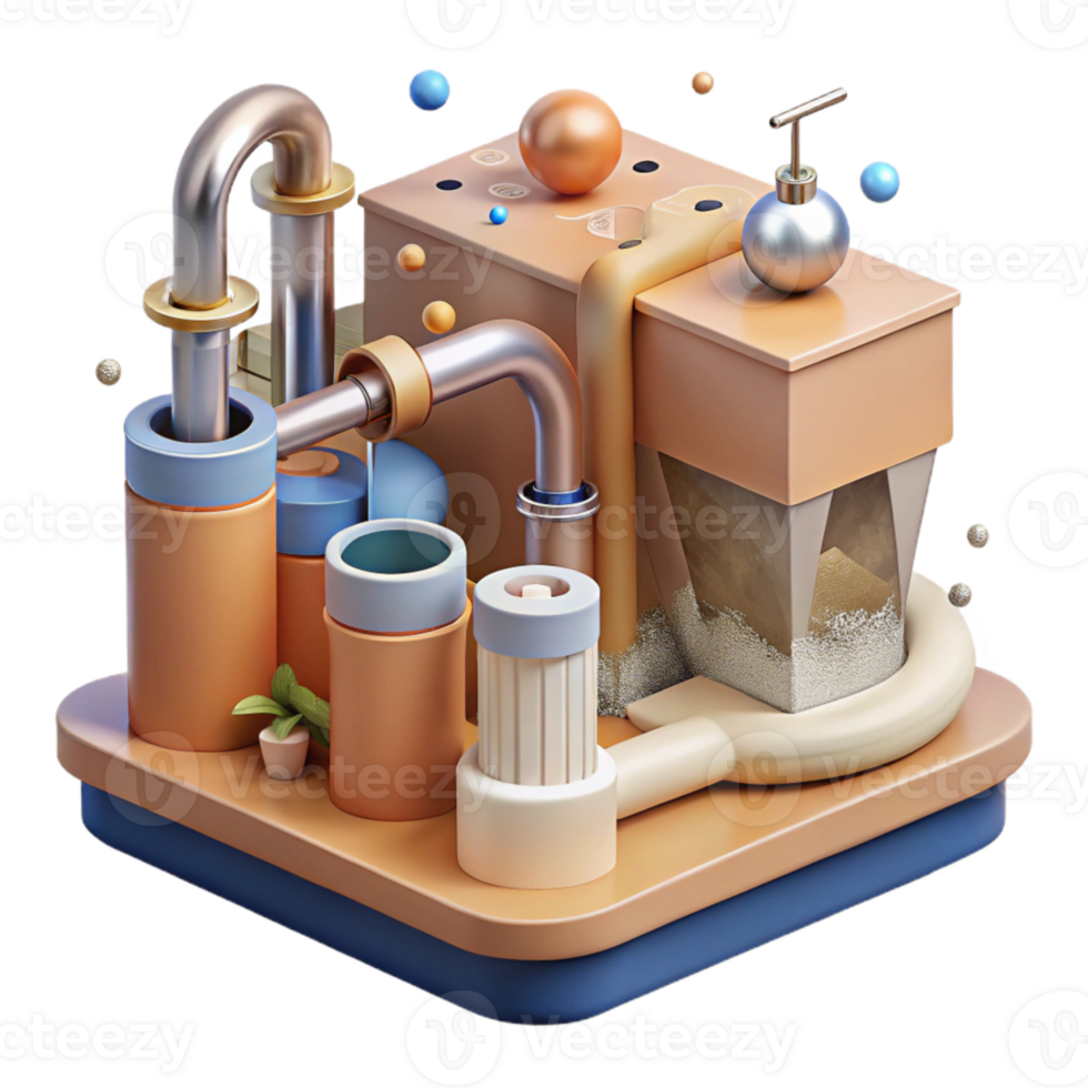 magnificent classic Filtering Water System Cutout Diagram Isolated png