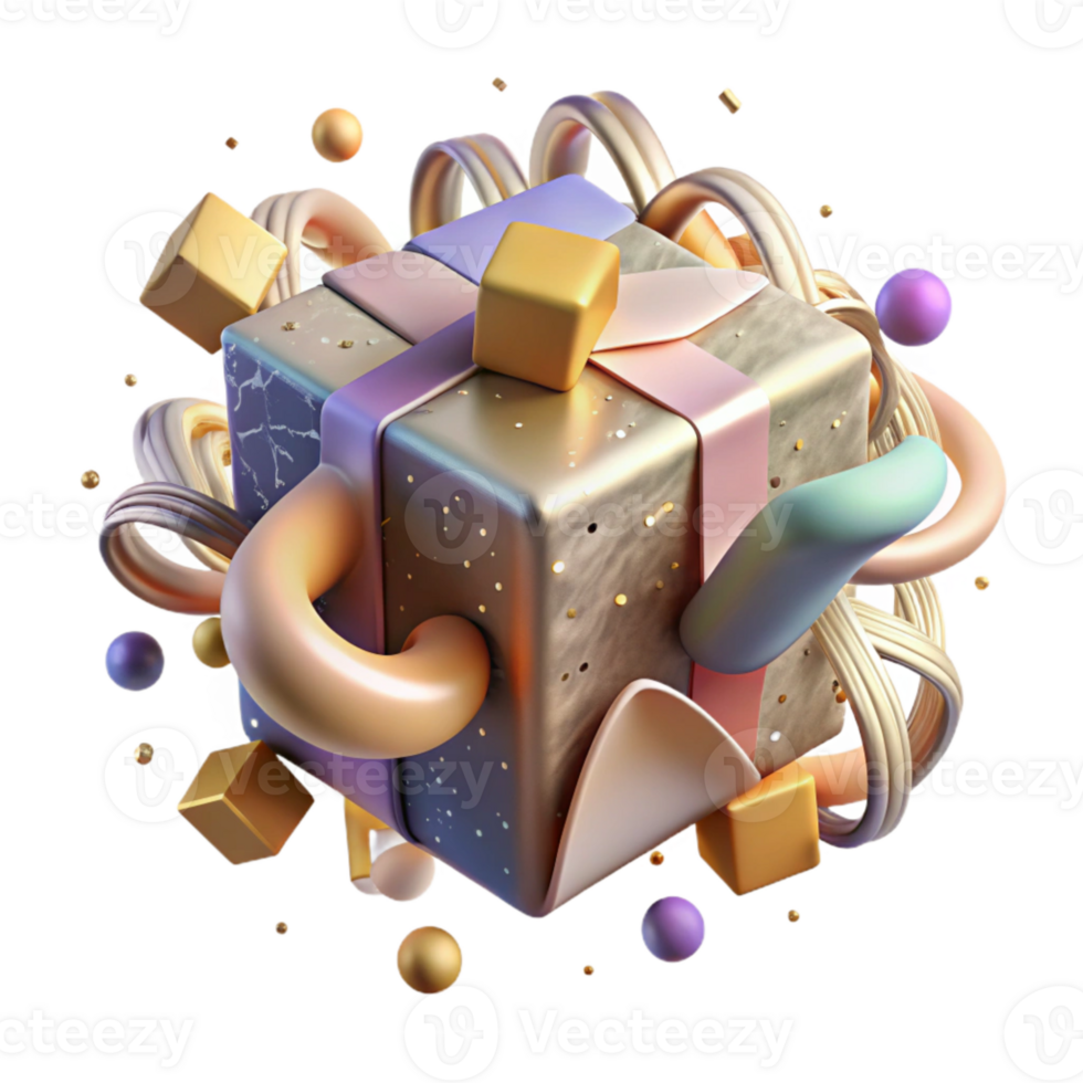 serene artistic Abstract Cube Rotating View Transparent Background premium png