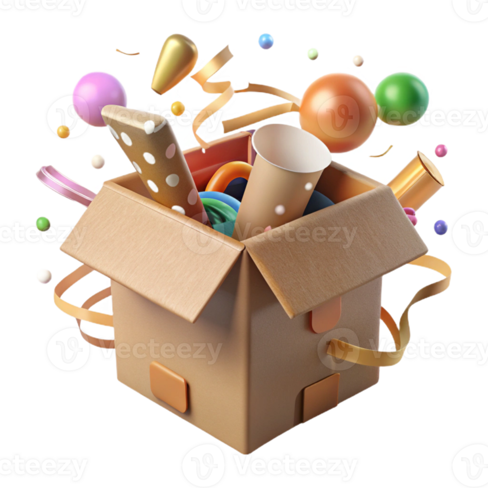 vibrant minimalist Eco Friendly Packaging Cardboard Box Cutout premium png