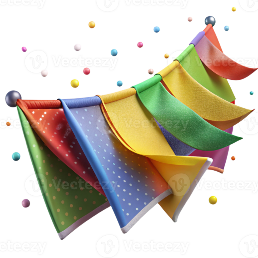 magnificent abstract Colorful Prayer Flags Waving Gently Transparent Background high resolution png