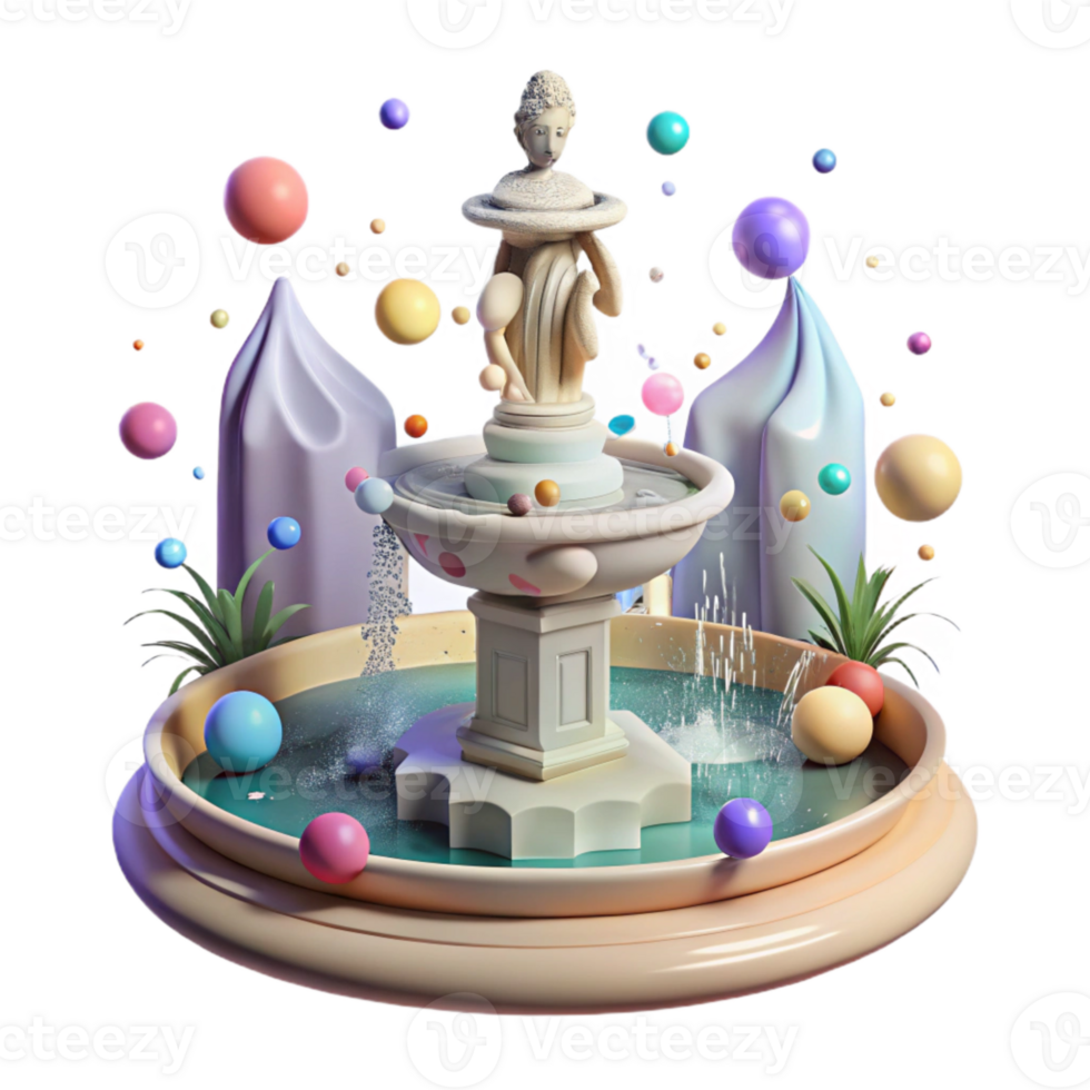 impressive contemporary Fountain Statue Cutout with Water Feature premium png
