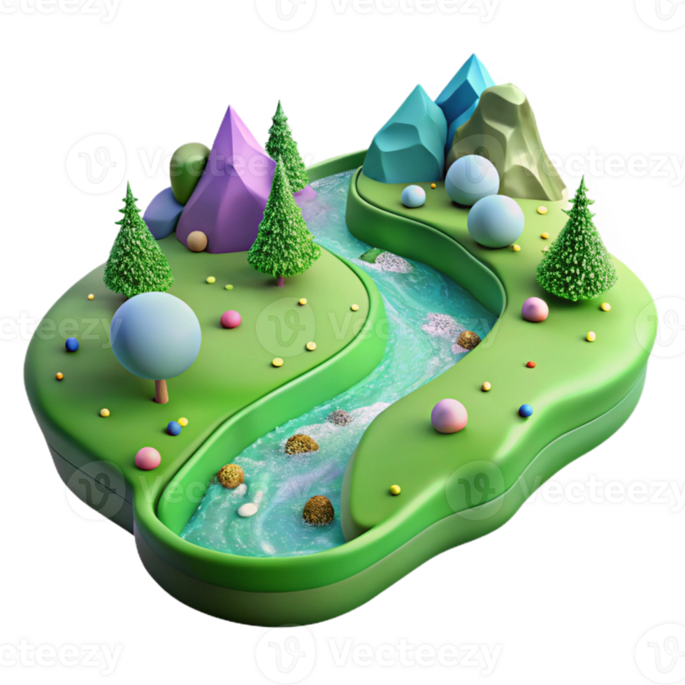 stunning minimalist Clear River Flowing Through Green Valley Transparent Element exclusive png
