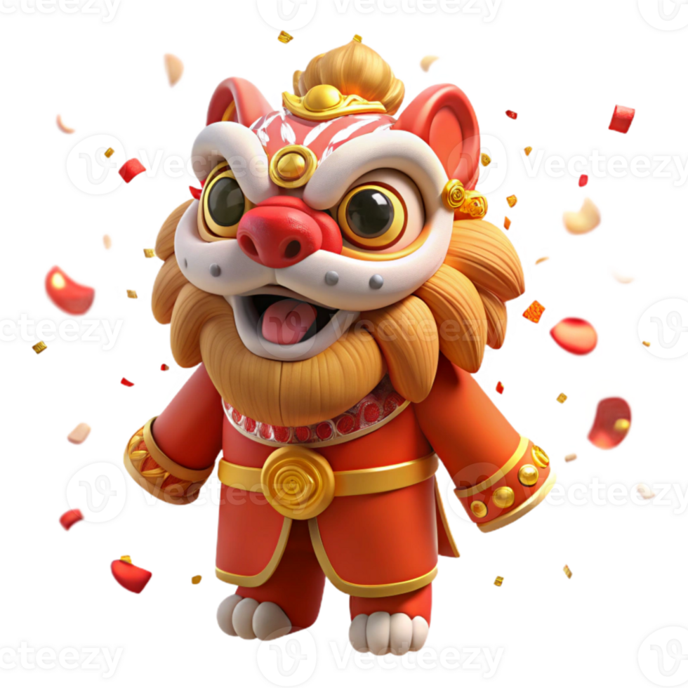 stunning contemporary Chinese New Year Lion Dance Colorful Costume Cutout high resolution png