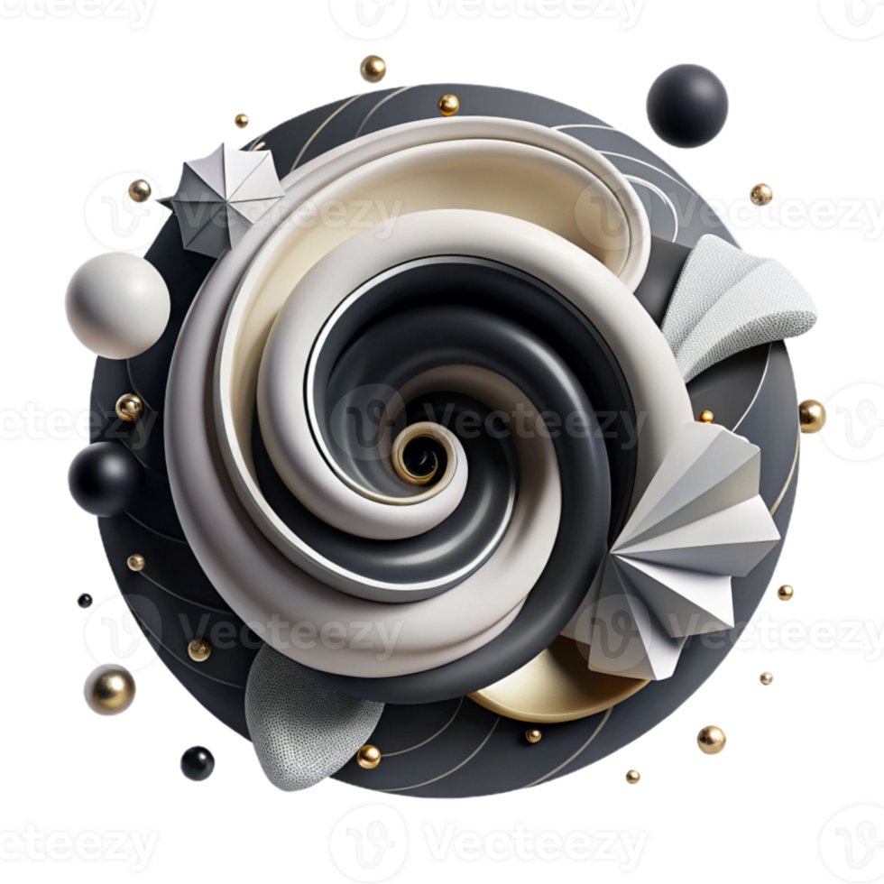 magnificent rustic Abstract Spiral Black and White Cutout png