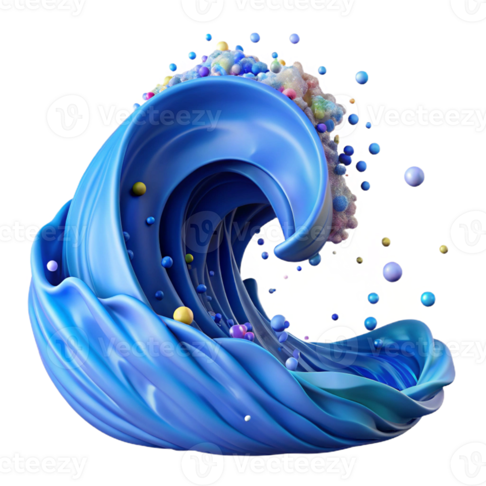 elegant creative Blue Ocean Wave Crashing Isolated Element original png