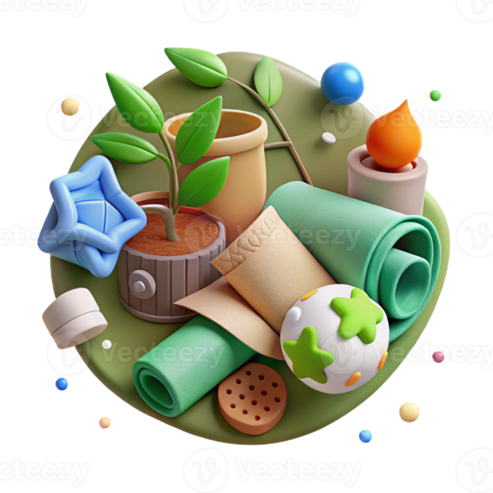 beautiful vintage Eco Friendly Lifestyle Choices Icons Isolated with Activity Detail original png
