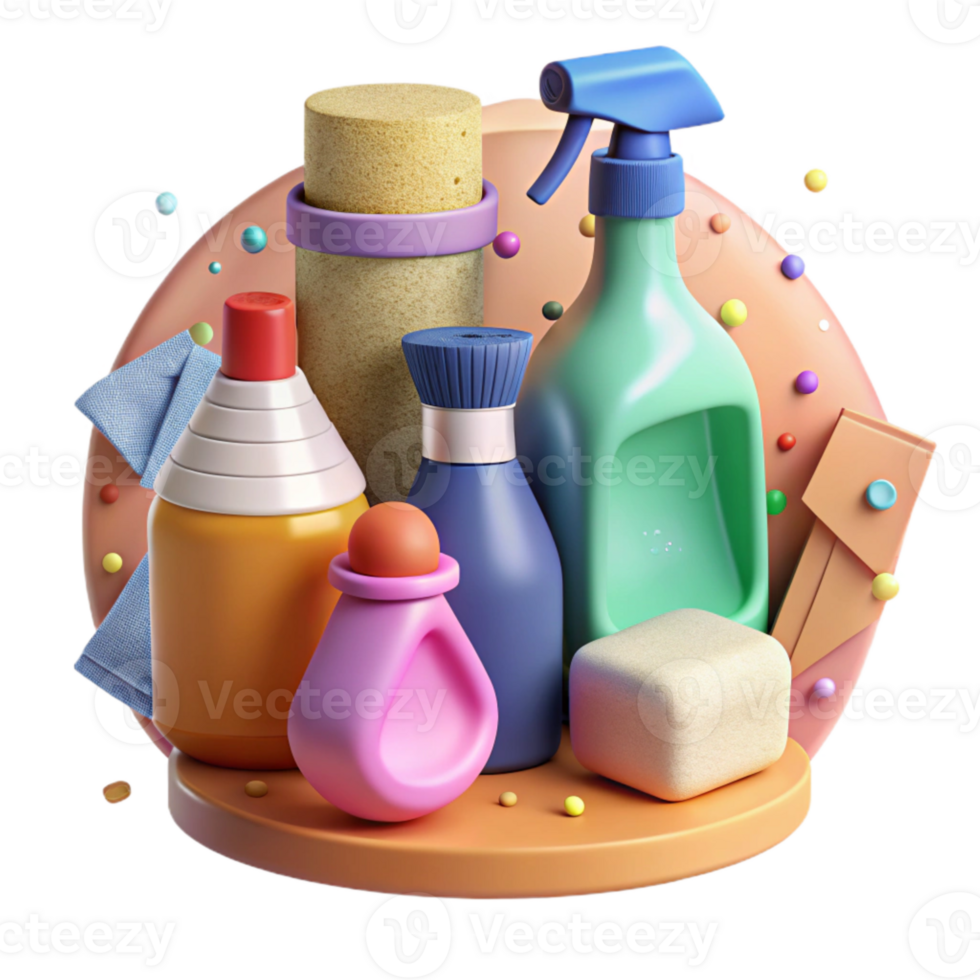 vibrant traditional Eco Friendly Cleaning Products Icons Isolated with Bottle Detail authentic png