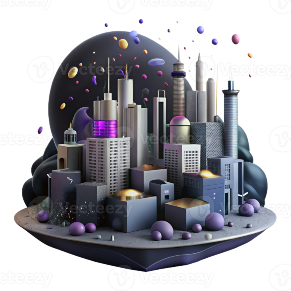 wonderful minimalist Air Pollution Cityscape Dark Style Transparent Background professional png