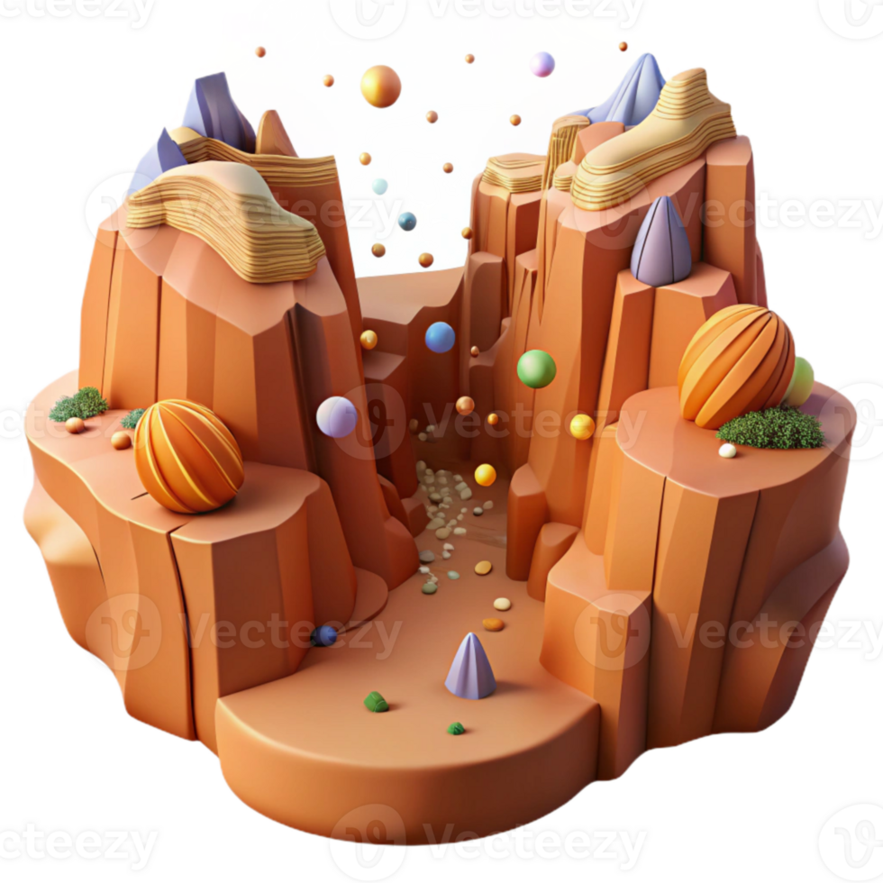 extraordinary creative Canyon Landscape Steep Cliffs Isolated Element premium png